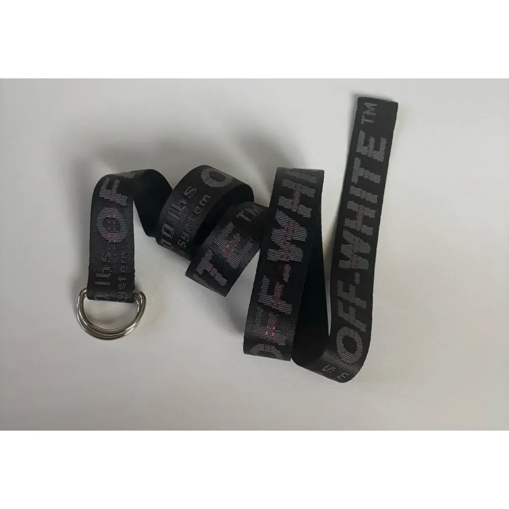 Unisex One Size Off-White D-ring Industrial Nylon Belt 58” In Black/Grey/Red